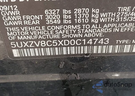 2013 BMW X5 xDrive50I from USA, damaged, VIN 5UXZV8C5XD0C14743